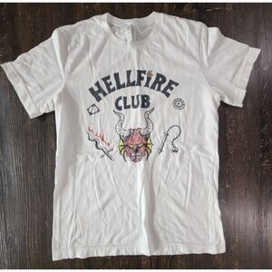 Stranger Things Men's Hellfire Club White Graphic T-Shirt Size Medium